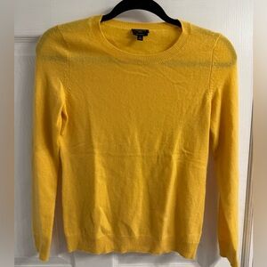 Talbots 100% Pure Cashmere Bright Yellow Crew Neck Sweater